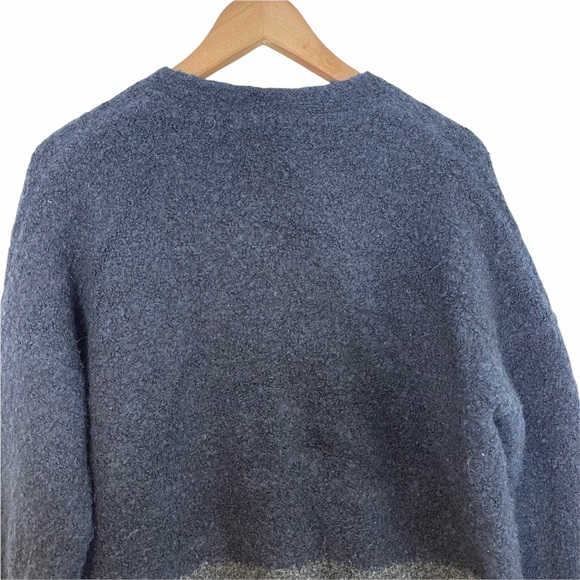 MADEWELL Boucle Wool and Alpaca Blend Blue and Gray Two Button Cardigan - Picture 9 of 15